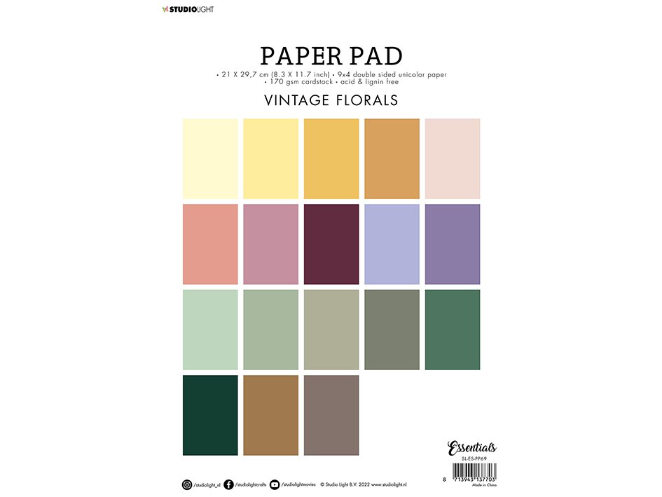 Studiolight - Paper Pad - Vintage Florals - A4