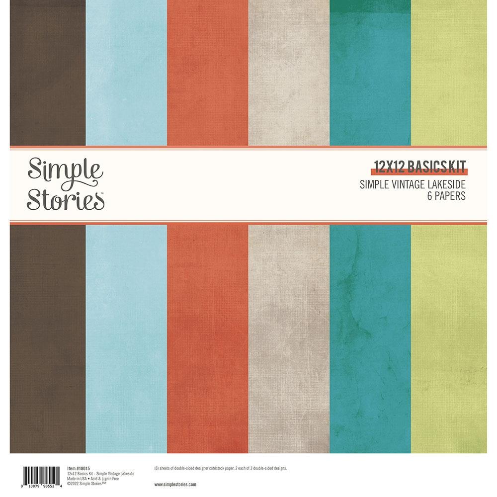 Simple Stories - Vintage Lakeside - Basics  Paper Pack - 12 x 12"