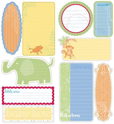 LYB: Baby Safari Boy - Journaling Pieces Cardstock Stickers