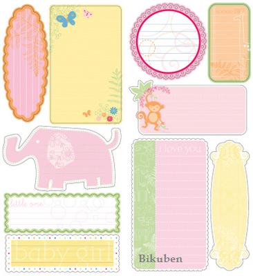 LYB:Baby Safari Girl - Journaling Pieces Cardstock Stickers