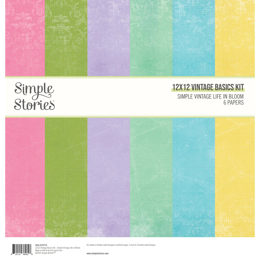 Simple Stories - Life in Bloom - Basics Double-sided Paper Pack - 12 x 12"