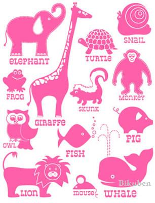 Hambly: Classic Animals Rub Ons - Pink