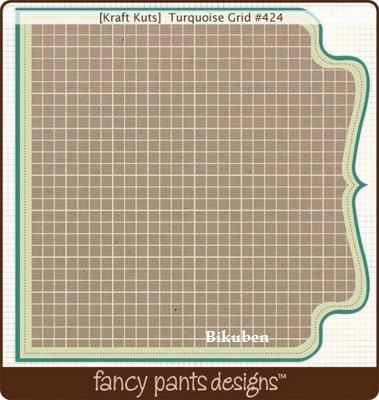 Fancy Pants: Kraft Kuts - Turquoise Grid   12 x 12"