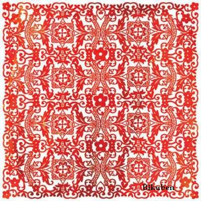Basic Grey: June Bug - Doilies Tablecloth  RED      12 x 12"