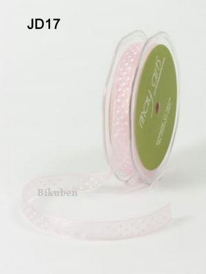 May Arts: Sheer Ribbon - Lys rosa med hvite prikker  (metervis)