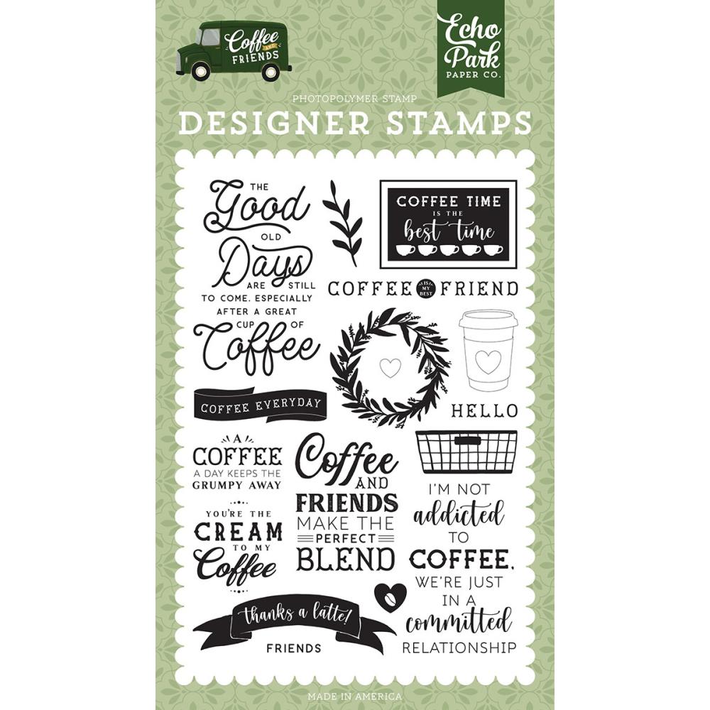 Echo Park  - Clear  Stamps - Coffee and Friends - Coffee Addict