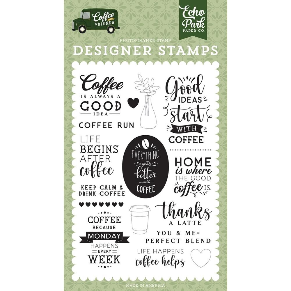Echo Park  - Clear  Stamps - Coffee and Friends - Coffee Run