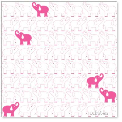 Hambly: Elephants in a Row - Pink Overlay   12 x 12"
