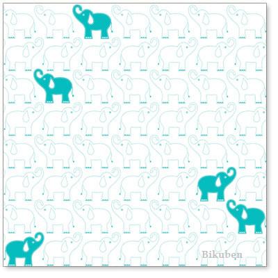 Hambly: Elephants in a Row - Teal Overlay   12 x 12"