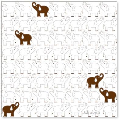Hambly: Elephants in a Row - Brown Overlay   12 x 12"