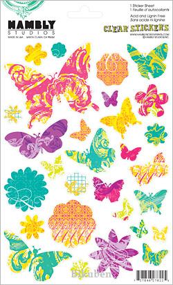 Hambly:  Pattern Butterflies & Flowers Clear Stickers