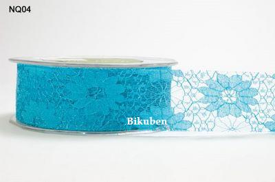 May Arts: Flower Lace Ribbon -  Turkis  (metervis)