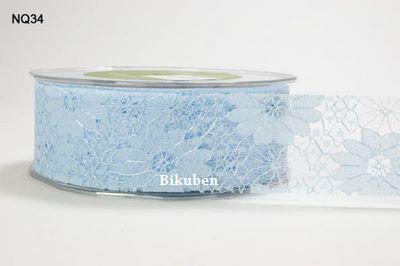 May Arts: Flower Lace Ribbon -  Lys blå  (metervis)