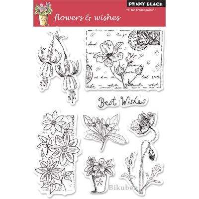 Penny Black: FLOWERS & WISHES - Clear Stamp Set