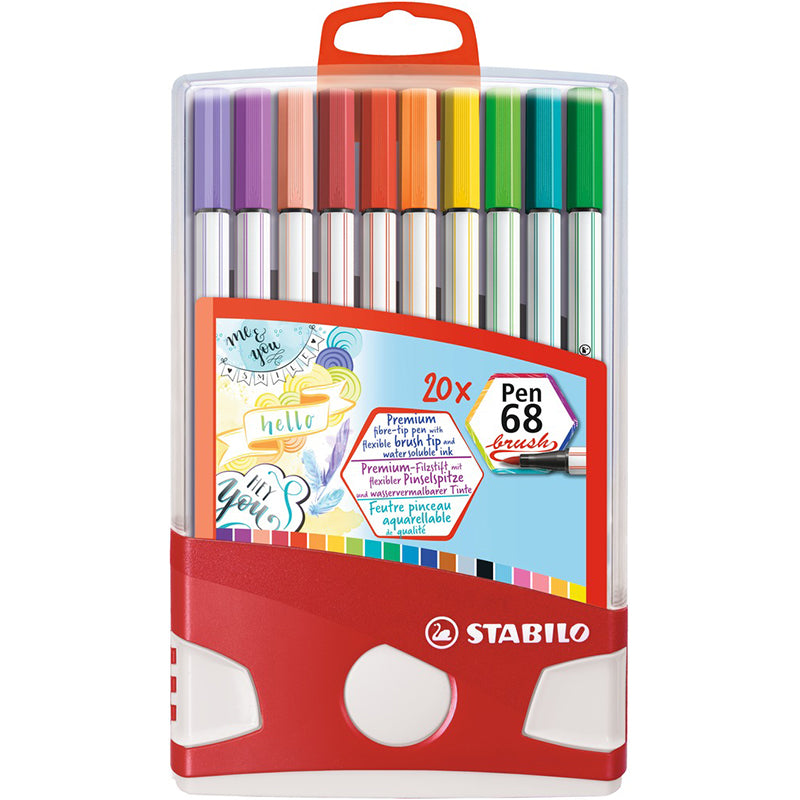 Stabilo - Pen68 - Fiber pen Brush tip - 20 pack