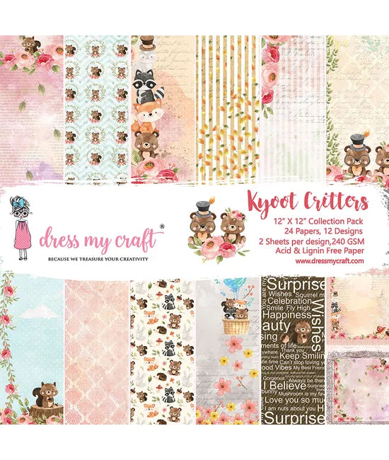 Dress my craft - Kyoot Critters - Paper Pad 12 x 12"
