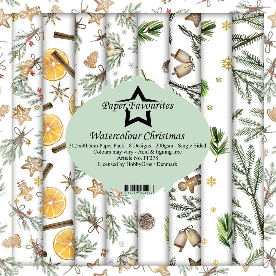 Paper Favourites - Watercolour Christmas - Paper Pack    12 x 12"