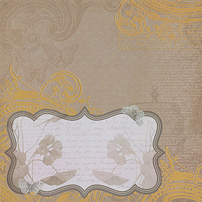 DCWV: Mariposa - Tan Frame Gold Foil    12 x 12"