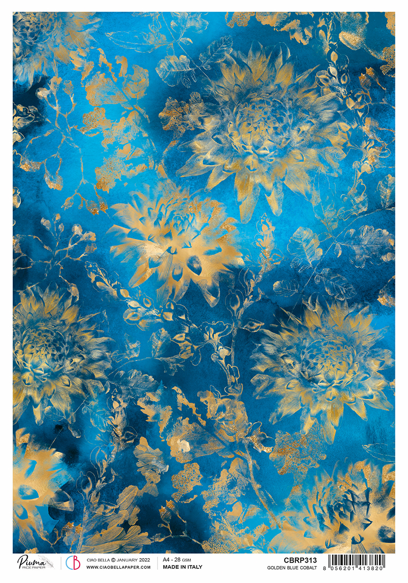 Ciao Bella - Indigo - Golden Blue Cobolt - Rice  Paper A4