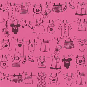 Bazzill: Glazed Cardstock - Baby Clothes  PINK   12 x 12"