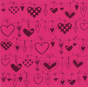 Bazzill: Glazed Cardstock - String Hearts  PINK   12 x 12"
