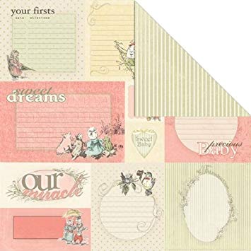 Creative Imaginations: Lullaby Girl Collection - journaling pink 12x12"