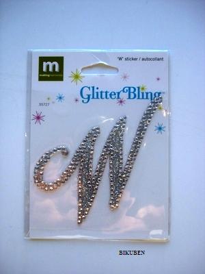 MM: Glitter Bling Monogram Script - W