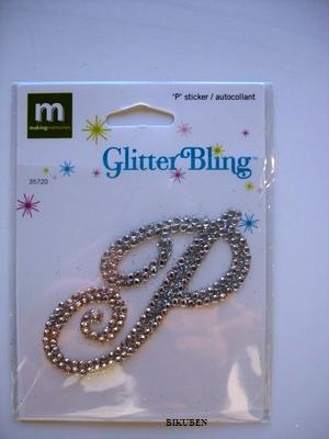 MM: Glitter Bling Monogram Script - P