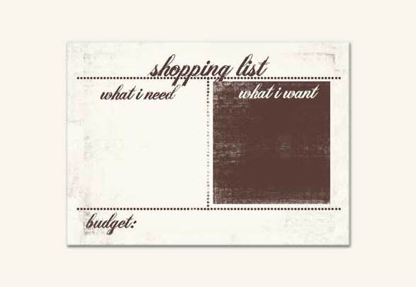 Daily Dose Card : SHOPPING LIST
