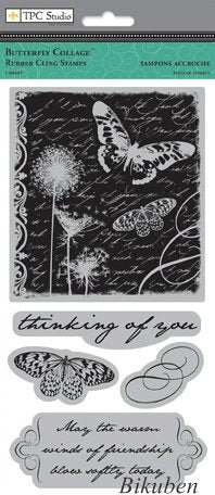 TPC Studio - Butterfly Collage - Cling Stamp