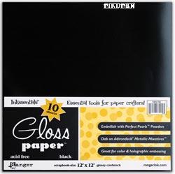 Inkssentials: Gloss paper - black 12x12" 10 pack