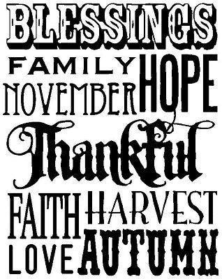 Tim Holtz Collection: Thankful Words - Wood mount Stamp
