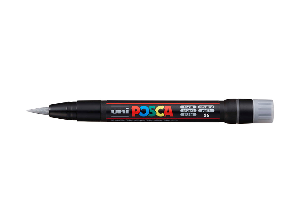 Uni Posca - PCF-350 - Brush Tip Pen - Silver  (1 - 10 mm)