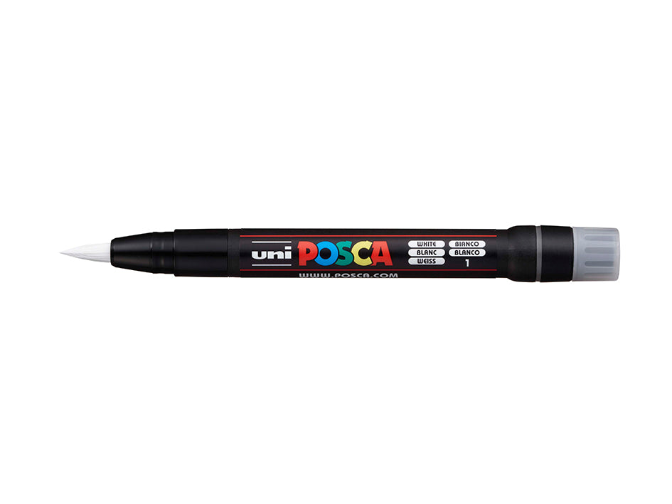 Uni Posca - PCF-350 - Brush Tip Pen - White  (1 - 10 mm)