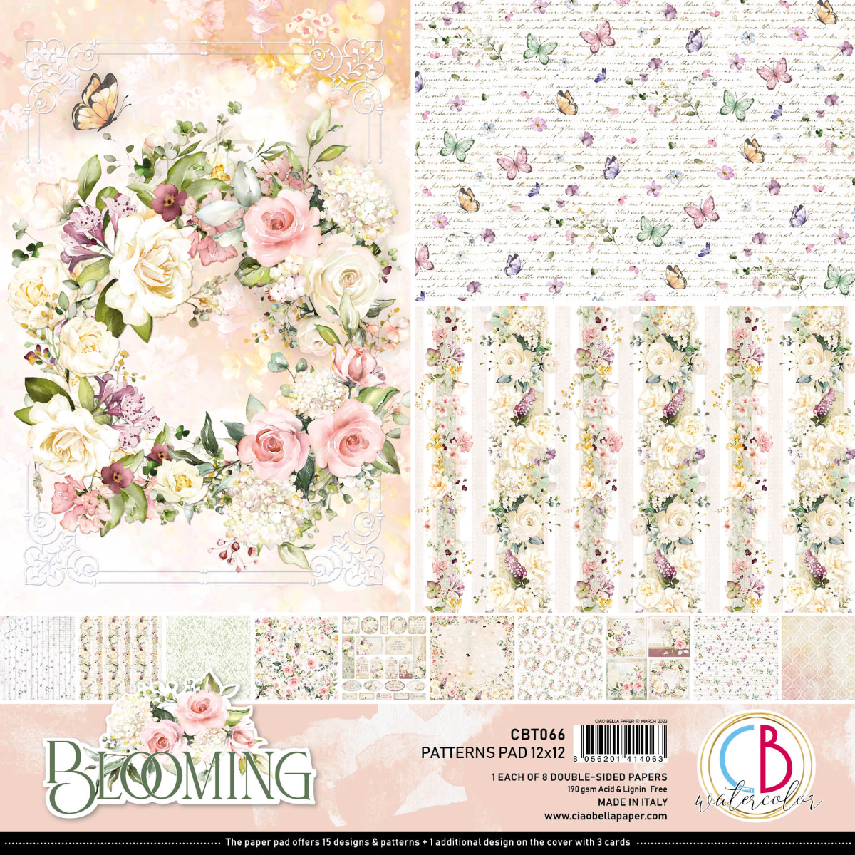 Ciao Bella - Blooming - Paper Pack  (8 ark)  12 x 12"
