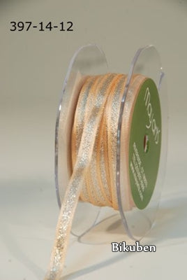 May Arts - Satin Ribbon with Metallic Silver Center - Peach METERSVIS