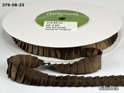 May Arts - Satin Ribbon with Pleats - Brown METERSVIS