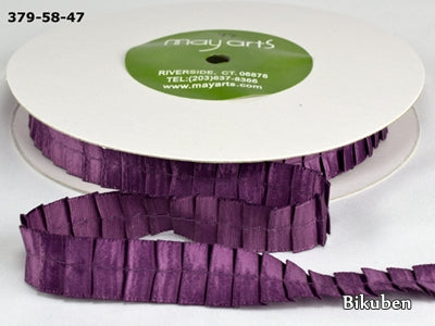 May Arts - Satin Ribbon with Pleats - Plum METERSVIS