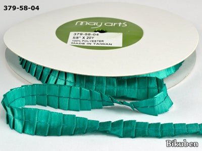 May Arts - Satin Ribbon with Pleats - Teal METERSVIS