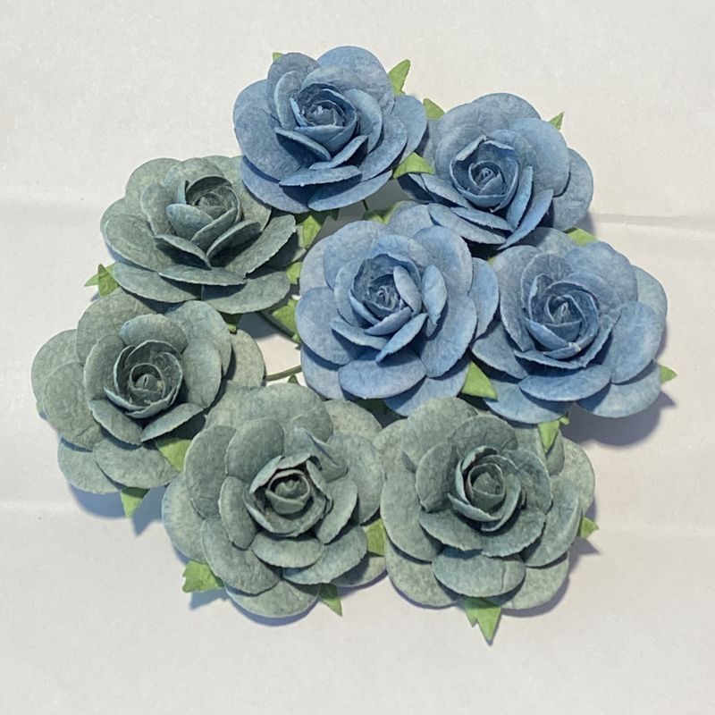 Papirdesign - Roser - vintage  blå   3,5 cm