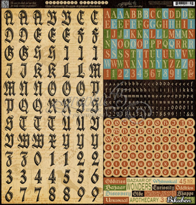 Graphic45 - Olde Curiosity Shoppe - Alphabet stickers 12x12"