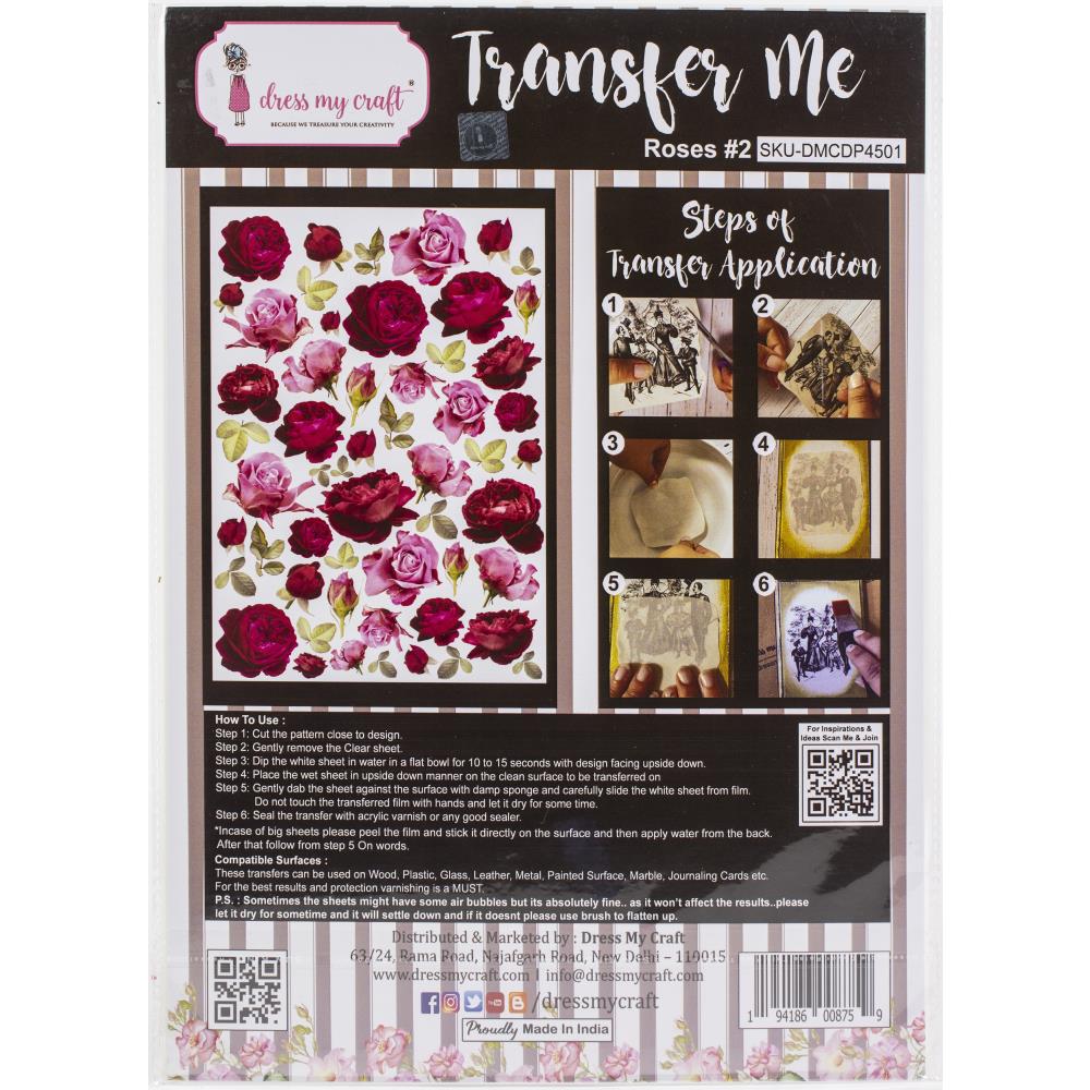 Dress my craft - Transfer Me Sheet -  A4 - Roses #2