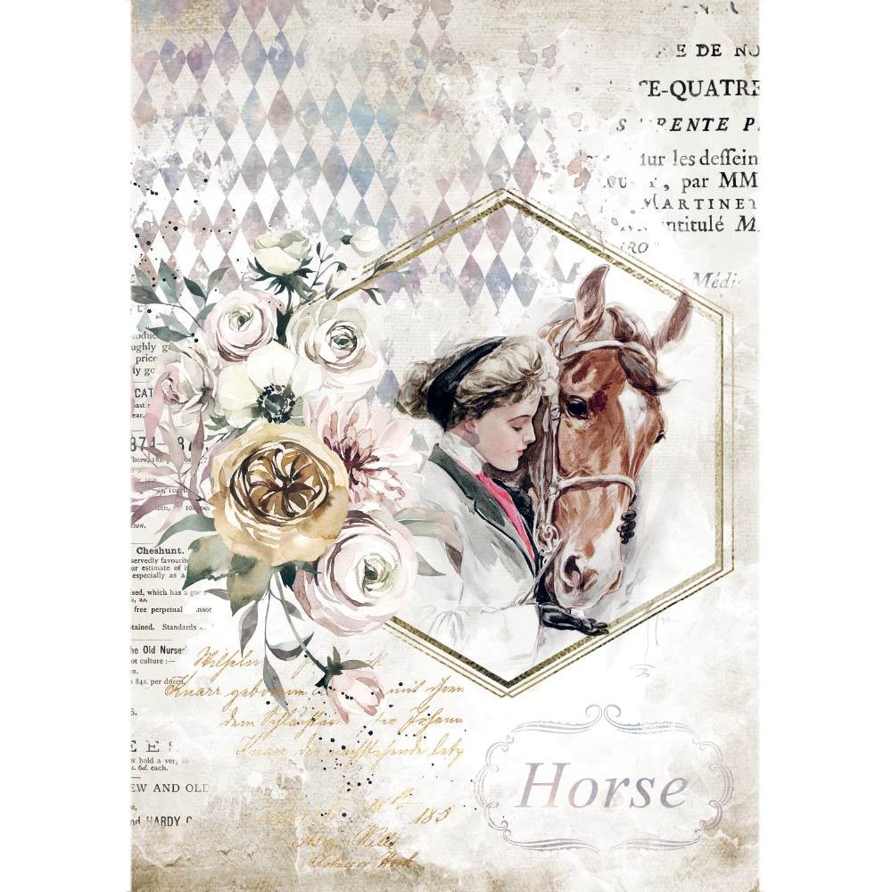 Stamperia - Romantic Horses - Lady frame - Rice Paper  A4