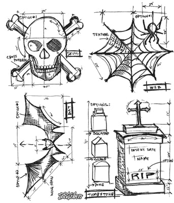 Tim Holtz Collection - Halloween Blueprint - Stamps