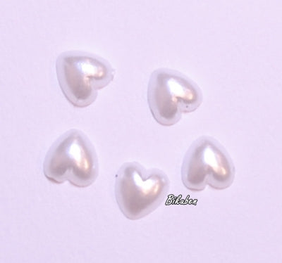 Kort & Godt - Hjerte Perler 6mm - Hvit