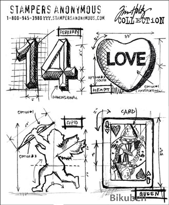Tim Holtz Collection - Valentine Blueprint - Stamps