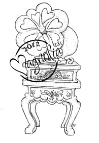 Magnolia: With Love - Vintage gramophone - stamp