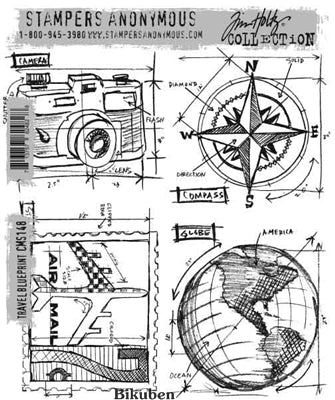 Tim Holtz Collection - Travel Blueprint - Stamp