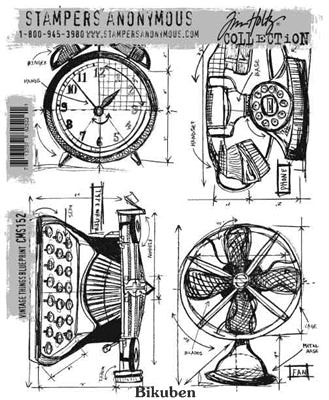 Tim Holtz Collection - Vintage Things Blueprint - Stamp