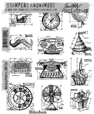 Tim Holtz Collection - Mini Blueprints 4 - Stamps